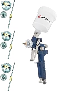 INTERTOOL HVLP Mini Paint Spray Gun, 0.8, 1.0, 1.2 mm Air Caps, Touch Up, Detail Spray Gun, Automotive Cars, 125cc Cup PT08-0101