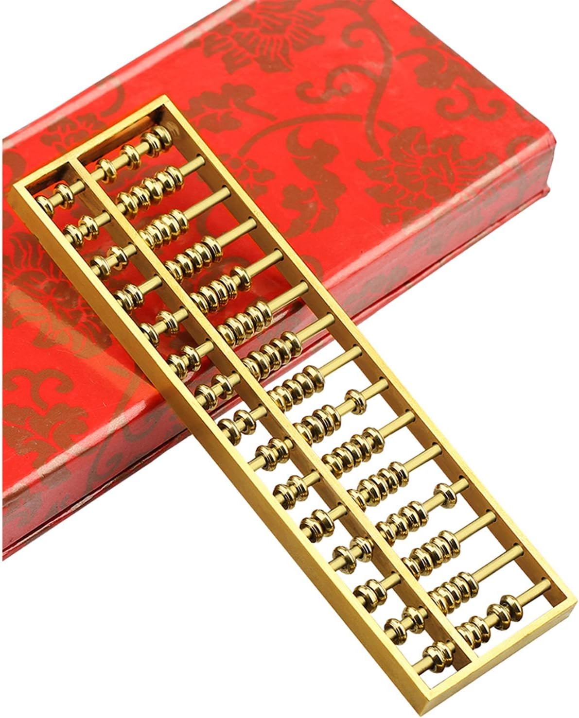 Counting Copper Beads Abacus Super Mini Handheld Abacus Wine Cabinet Decoration Abacus Office Business Gifts with Package (Color : Golden, Size : 14 * 4.2 * 0.7cm)