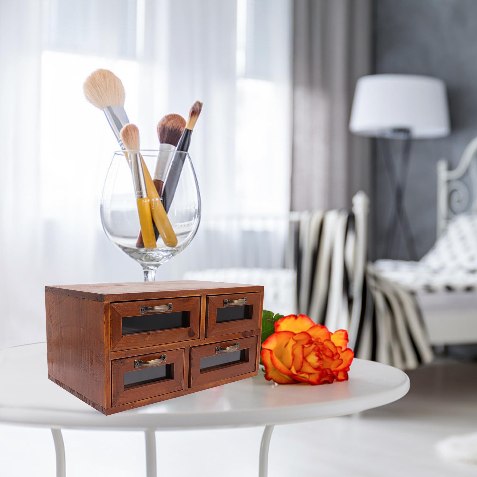 EXCEART Organizer per Profumi in Legno Marrone, Scatola Retro Cassetti