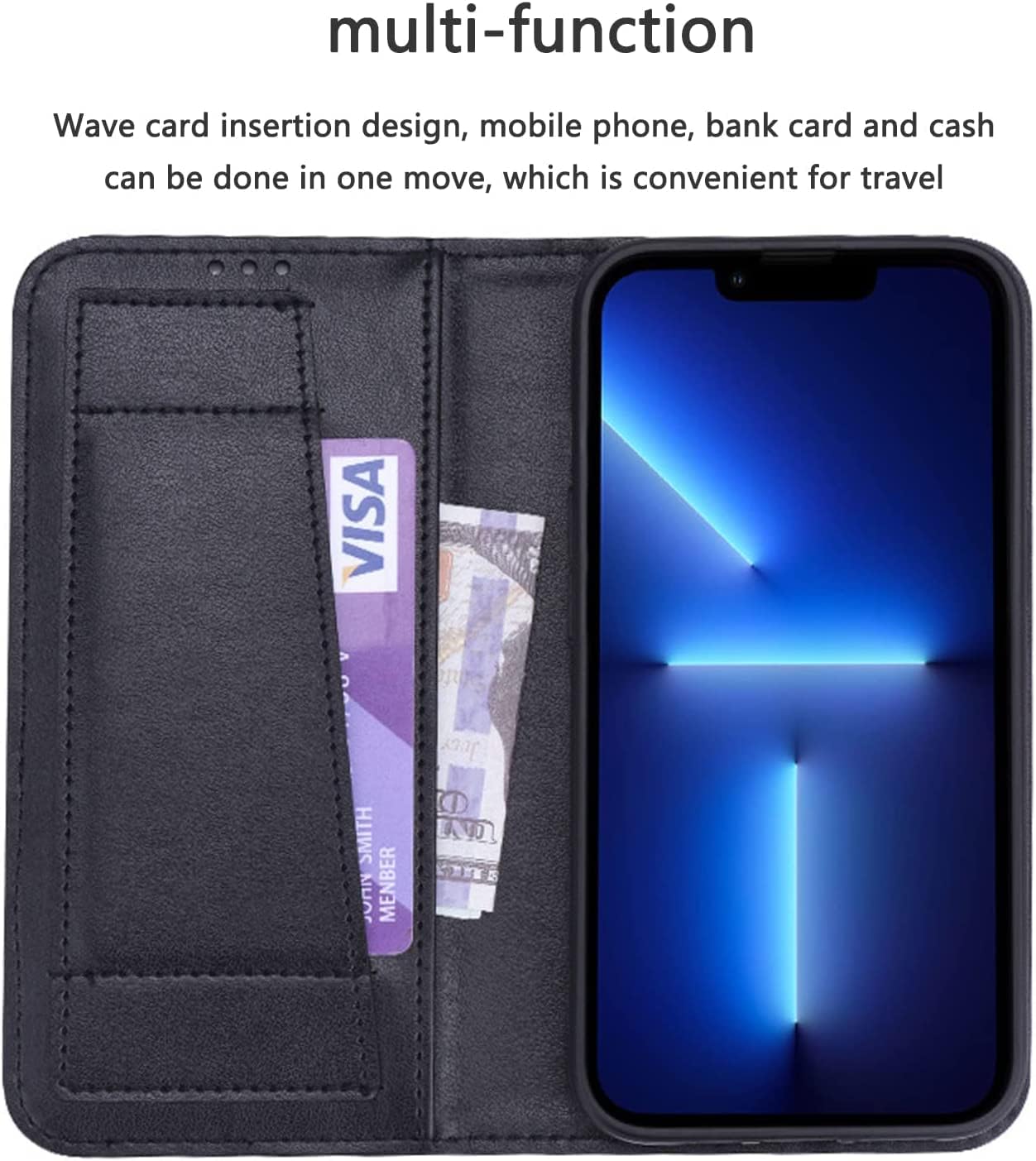 COOVS Case for iPhone 13/13 Mini/13 Pro/13 Pro Max, Premium Leather Wallet Flip Cover with RFID Blocking Elegant Card Slot and Magnetic Closure Case (Color : Red, Size : 13 6.1")