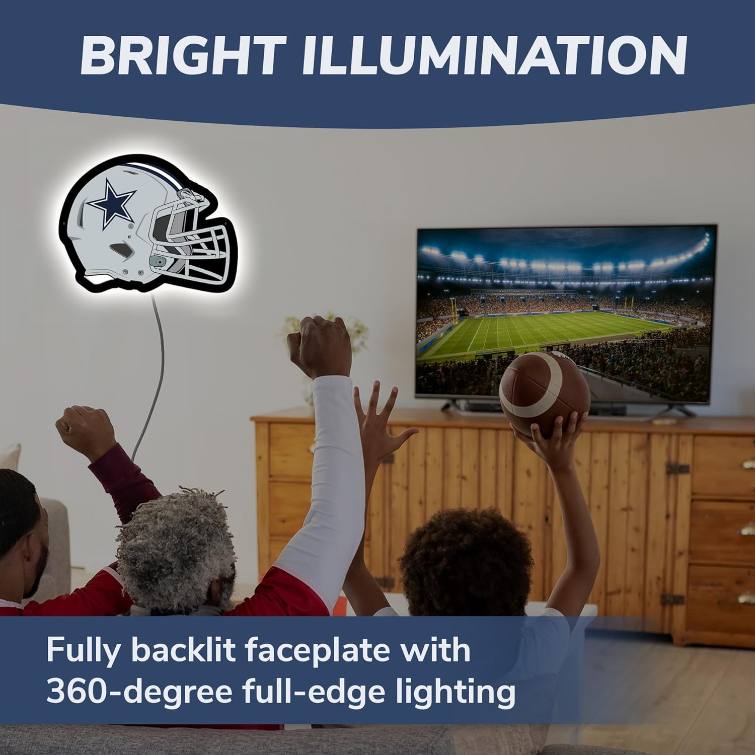 Evergreen NFL Dallas Cowboys Ultra-Thin LED Light Wall Sign Décor | Full Size Replica Helmet | - 19.5 x 15 Inches | Made in the USA - Image 3