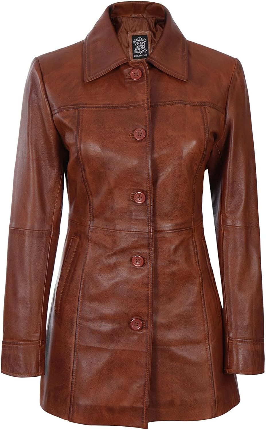 Decrum Leather Coats for Women - Carcoat Style Winter Fashion Womens Long Leather Jackets - Image 4