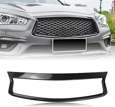 Car Front Radiator Grilles Front Grille Grill Overlay Trim For INFINITI For Q50 Q50S 2014-2017 62022-4HC0H,620224HC0H Front Grill Cover(Carbon Look)