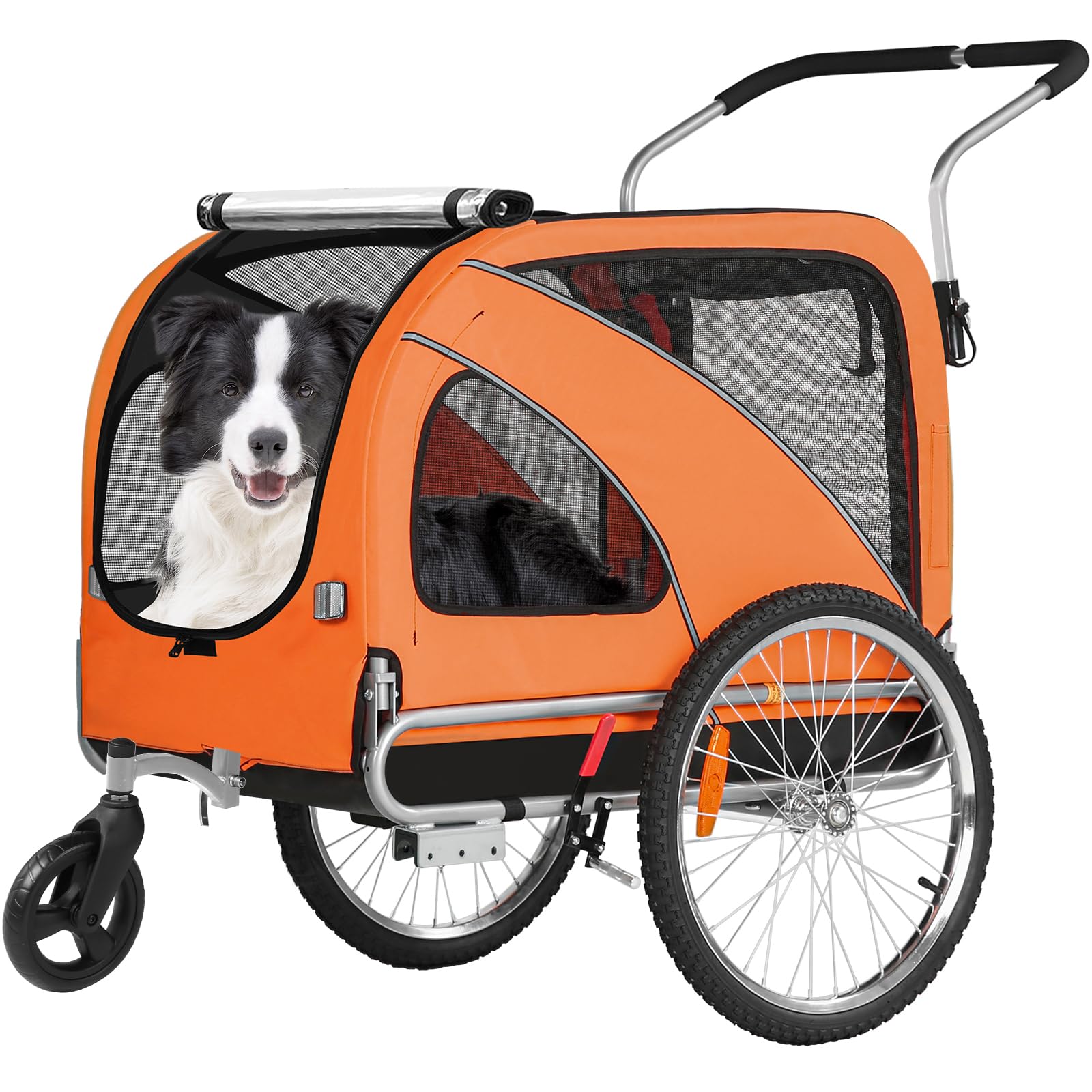 Remorque pour Chien XL 2 en 1 Vélo Jogging avec Frein de sécurité Réflecteurs Pliable Jusqu’à 40 kg