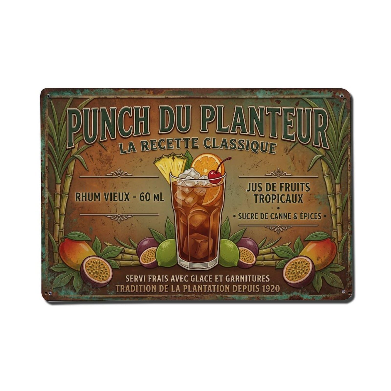 Planters Punch Sweet Indulgence Metal Tin Sign Plaque Wall Decor for Cafe, Club Bar, Office, Home Garden Metal Poster 8x12Inch