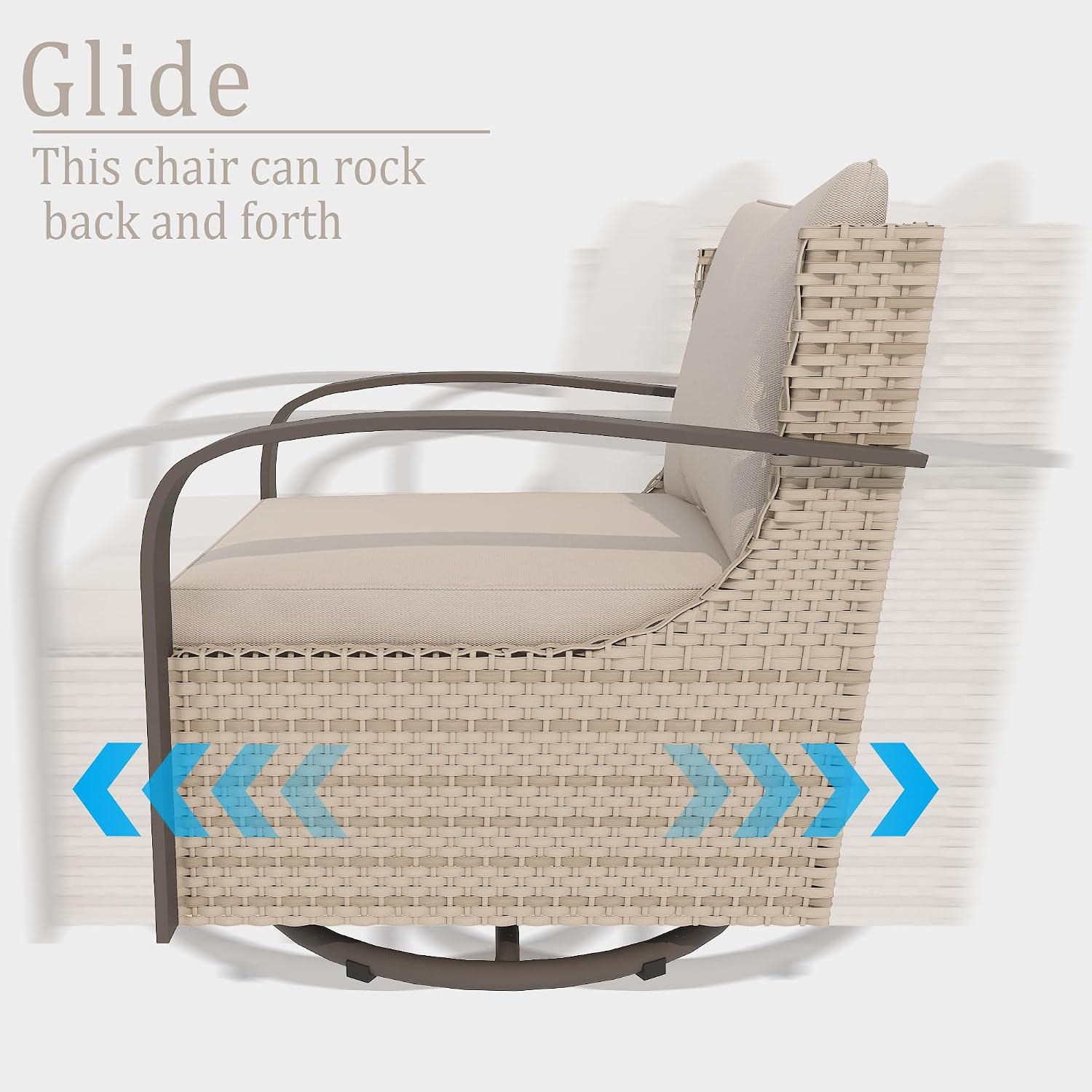 Wicker Patio Chairs, Outdoor Swivel Rocker Chair with Cushions for Porch Backyard Balcony Deck
