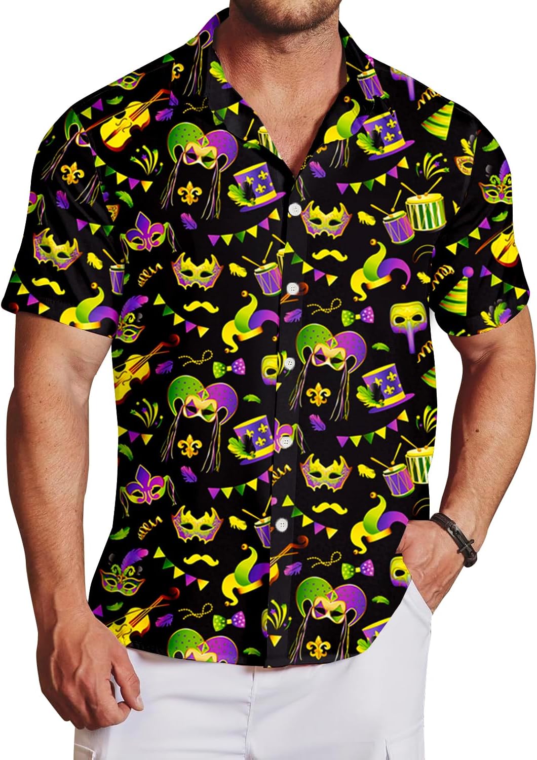 AOBUTE Men LGBT Shirts FunnyPride Hawaiian Shirt Colorful Holiday Top