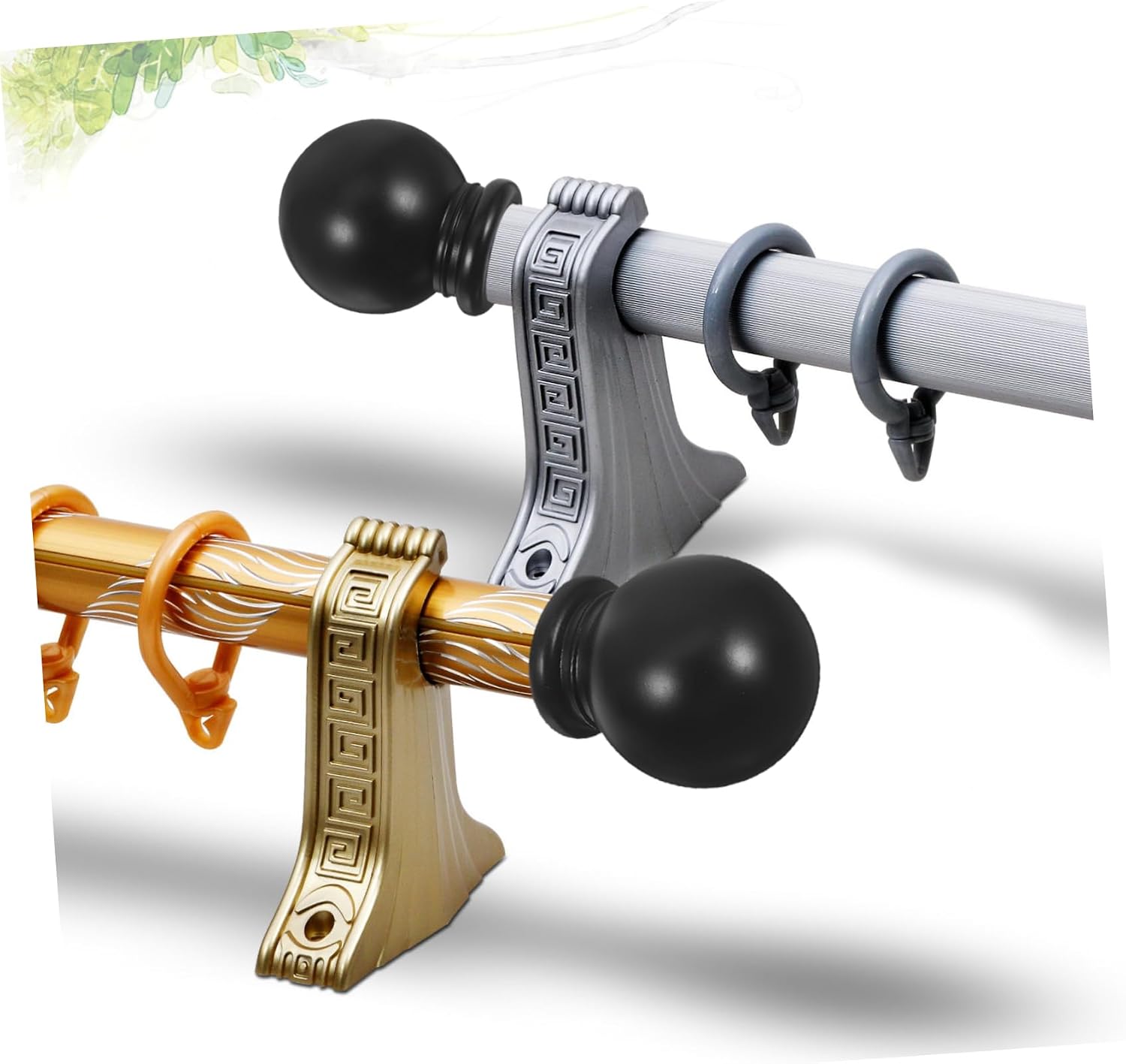 Ciieeo 2pcs Classic Ball Curtain Rod Finials Decorative End Caps for Roman Rods Plastic Design Black Timeless Style for Window Treatments