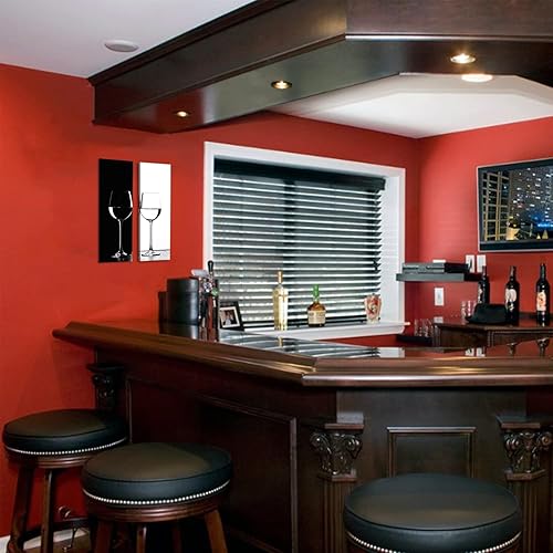 Miniatura 4 de Arte de pared de cocina, cuadros de copa de vino, decoración de pared en blanco y negro para sala de estar, comedor, bar, obras de arte