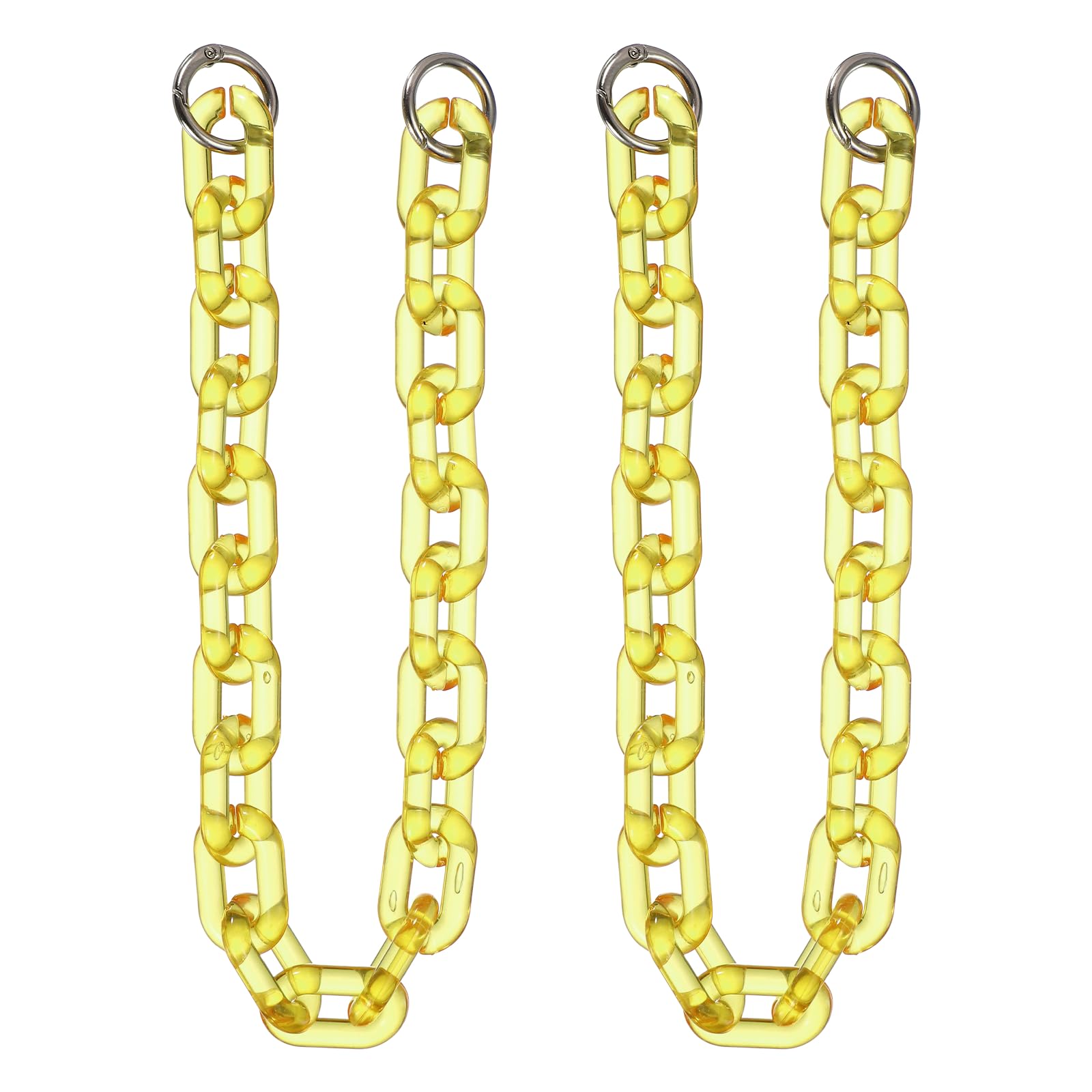 sourcing map 2Pcs Purse Acrylic Chain Strap 16" Purse Chain Lemon Yellow
