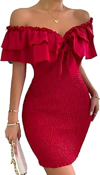 Amazon.com: WDIRARA Women's Off Shoulder Tie Front Layer