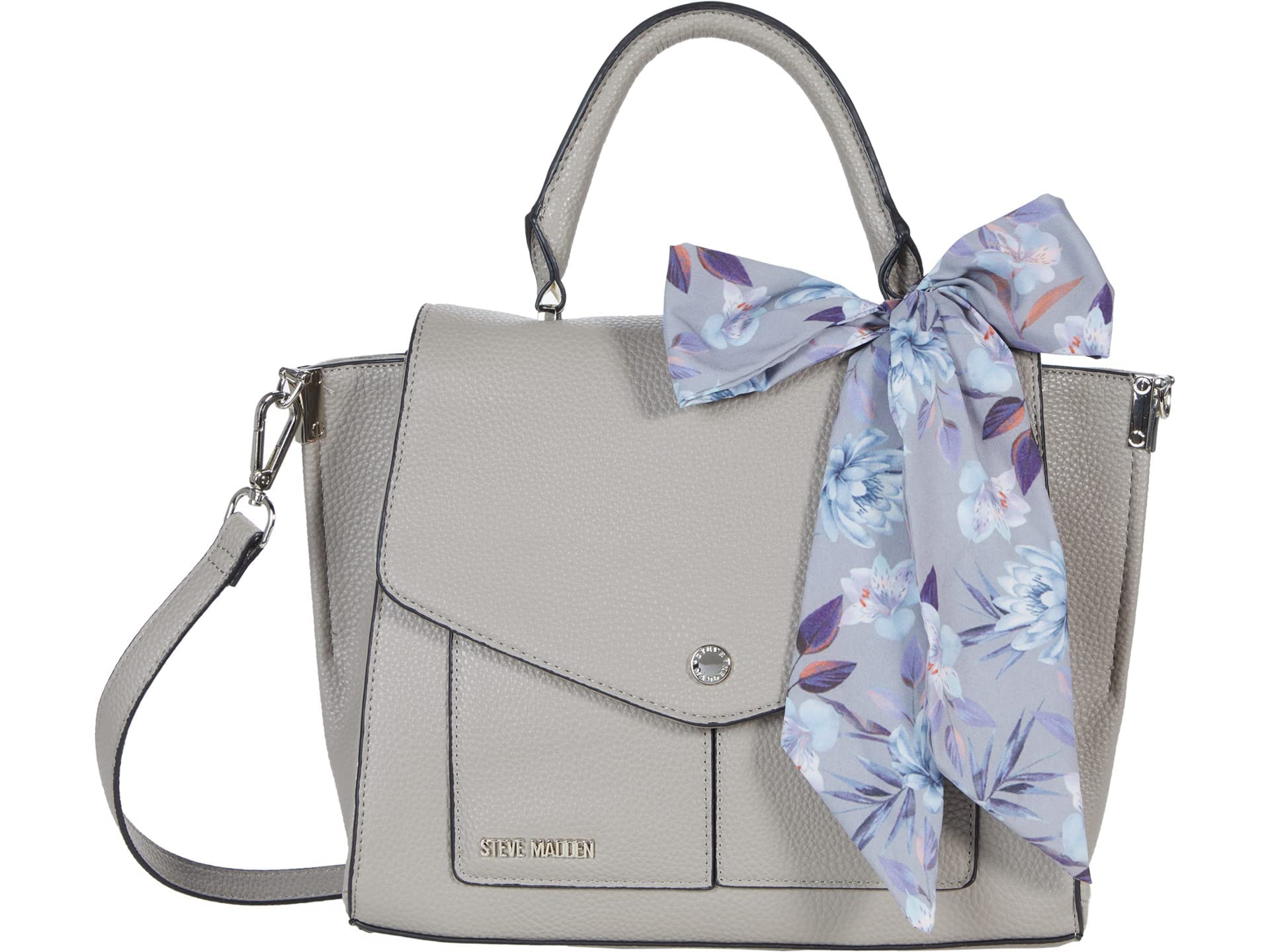 Steve Madden Winston Top-Handle Satchel w/Scarf Cool Grey/Scarf/Wren Grey One Size