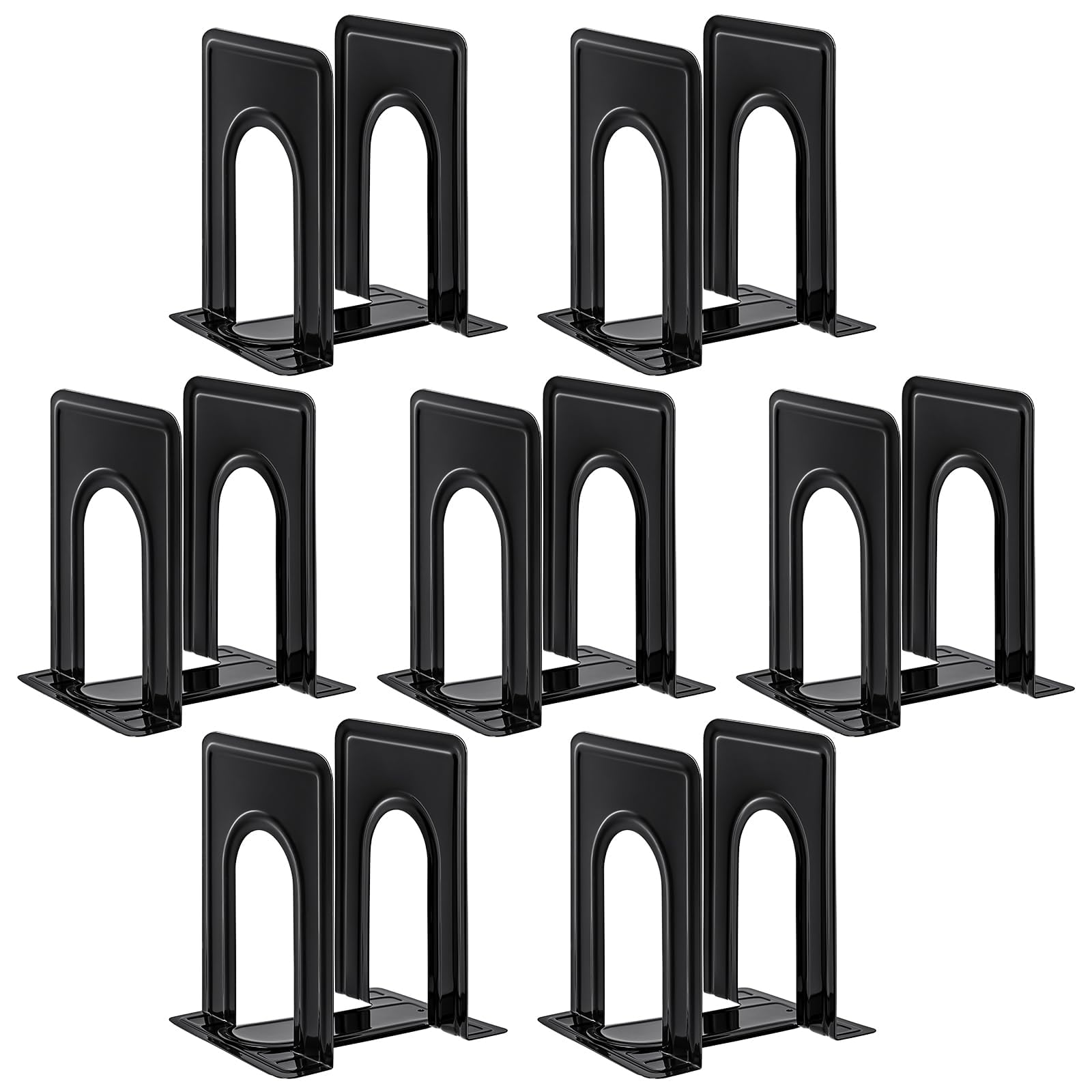 HappyHapi Bookend Supports, Heavy Duty Metal Black Bookend Support, 6 x 5 x 6 Inch, Set of 7 Pairs