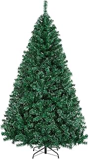 Yaheetech 6ft Hinged Spruce Christmas Tree Holiday Decoration Artificial Unlit Xmas Tree with 1000 PVC Flexible Tips, Green