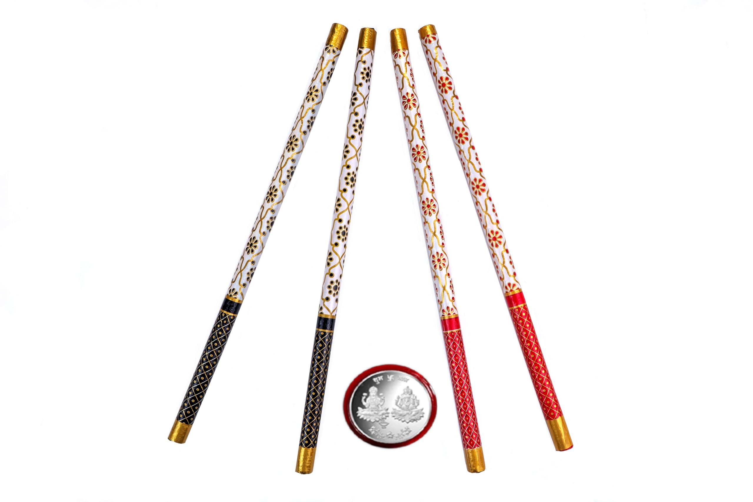 (Pack of 1 Pair) Kids/Baby Garba Sticks Wooden Dandiya Sticks for Dance Garba Sticks for Navratri Celebration with Silver Color Coin Small (Size 9 Inches/23 cm) (Multicolor)-picture-28