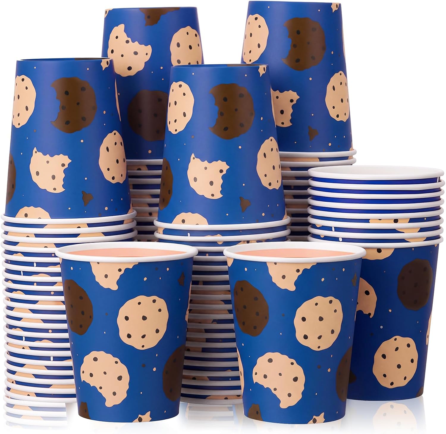 Vesici 100 Pcs 9 oz Monster Party Supplies Disposable Paper Cups Cartoon Blue Monster Themed Party Cookies Cups for Girl Boy Birthday Baby Shower Decorations