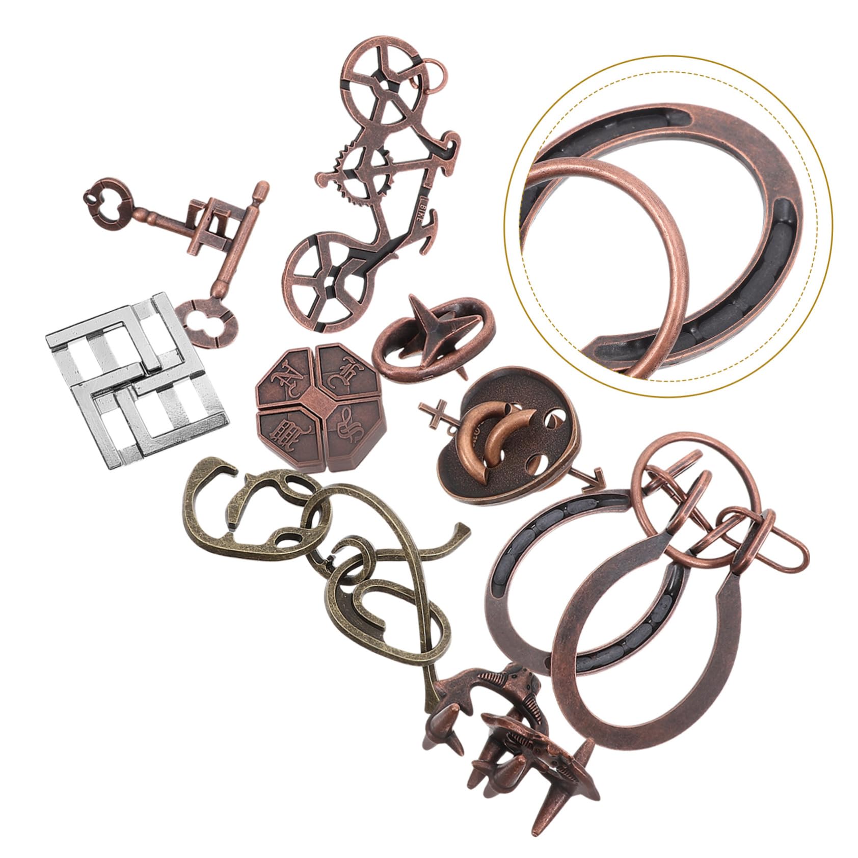 SUPVOX Rompicapo Metallico 9 Elementi per Allenamento Cerebrale Puzzle Logici in Lega di Zinco per Adulti, per Feste e Regali Creativi