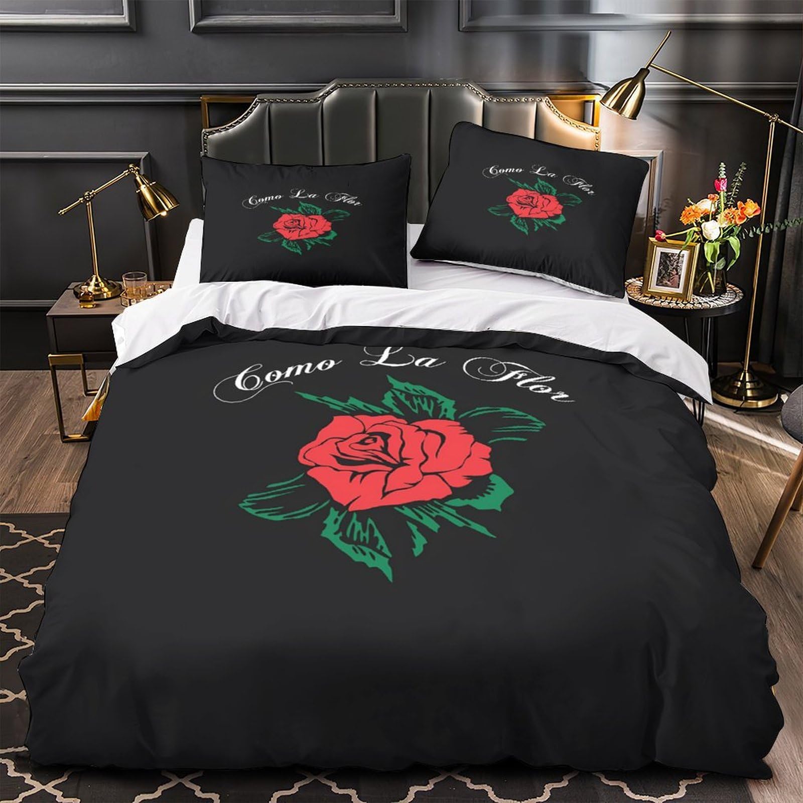 Housse de couette 260x220 rouge flocons parure de lit microfibre 3D respirante garçon