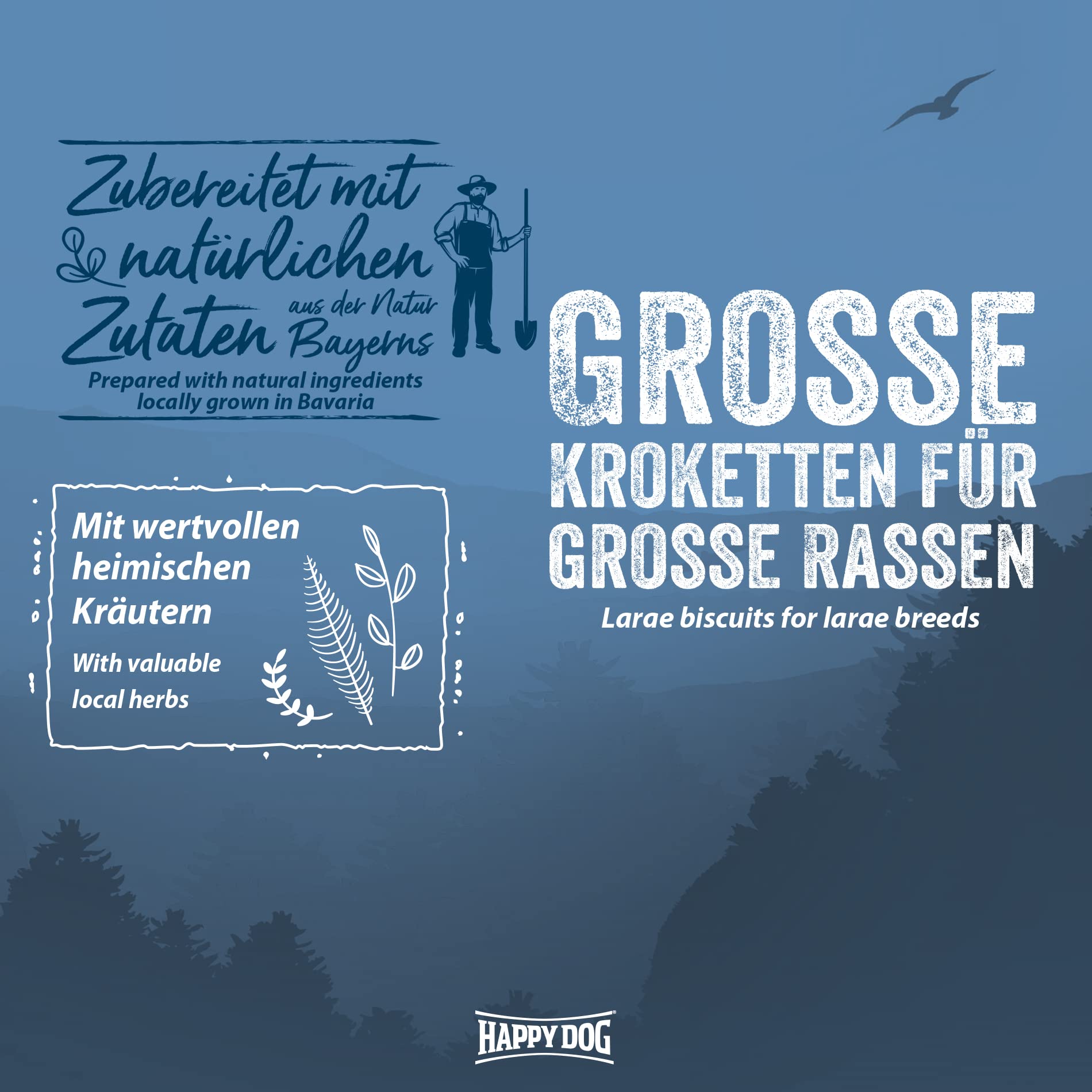 Happy Dog 60524 – NaturCroq XXL – Trockenfutter mit Kräutern und großen Kroketten – Mix für größere Hunde – 15 kg Inhalt