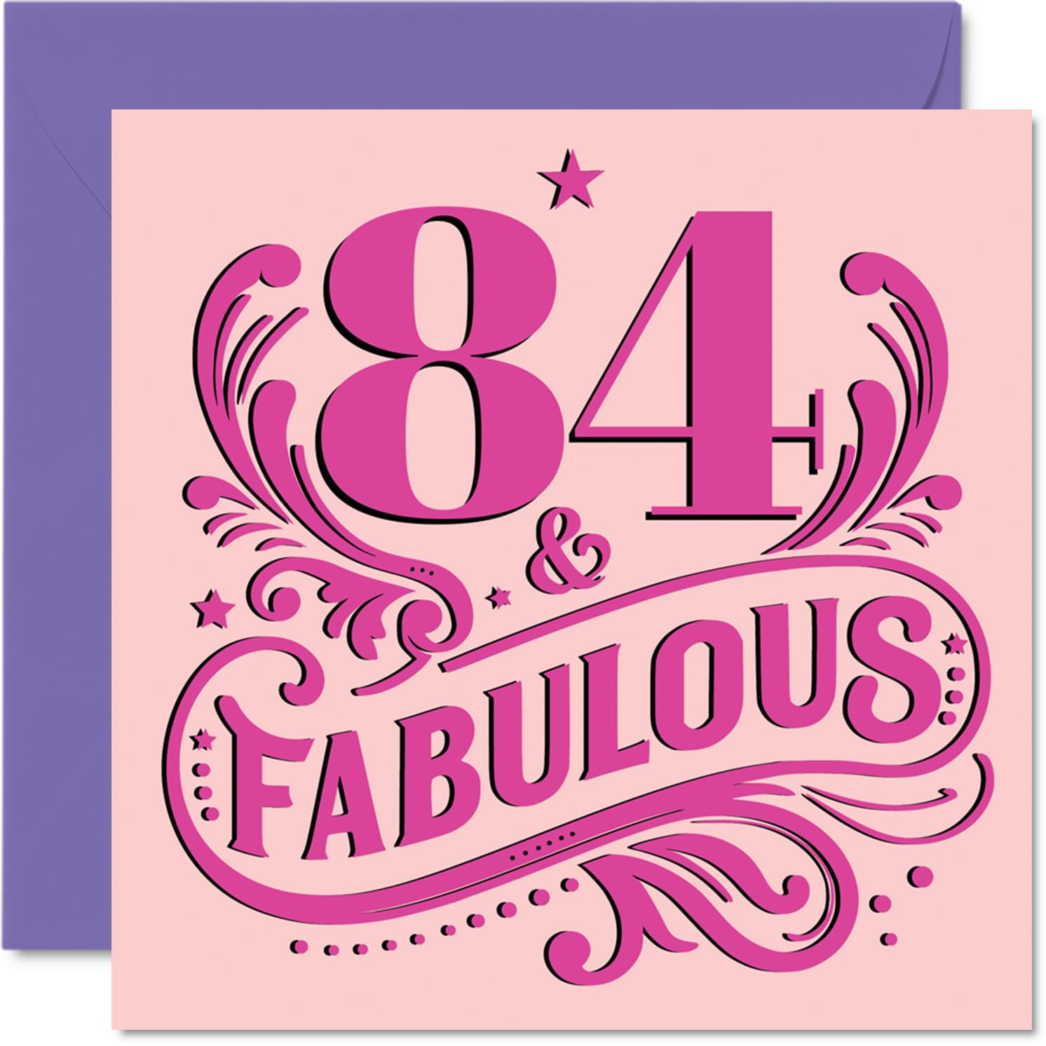 84th Birthday Cards for Women - Fabulous - Happy Birthday Card for 84 Year Old Woman Auntie Granny Grandma Wife, 145mm Bday Greeting Cards