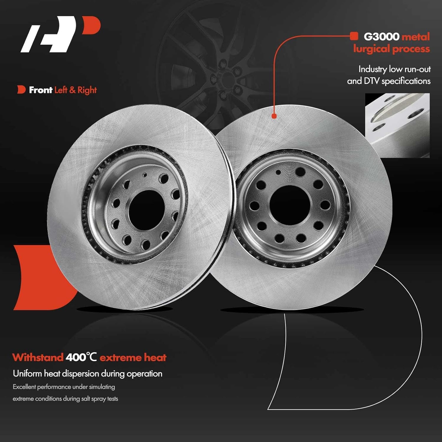 A-Premium 12.28 inch (312mm) Front Vented Disc Brake Rotors + Ceramic Pads Kit Compatible with Select Volkswagen, Audi Models - Jetta, Passat, Passat CC, Beetle, CC, Eos, GTI, TT, A3, 6-PC Set