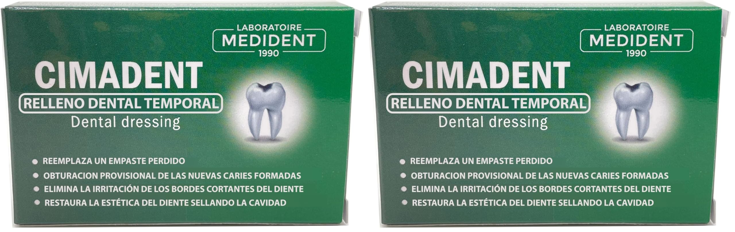 Medident-CIMADENT Pansement dentaire - prêt à l'emploi pour boucher une carie ou une obturation perdue ou plombage .Excellent pansement provisoire en attendant le dentiste.30 applications (Lot de 2)