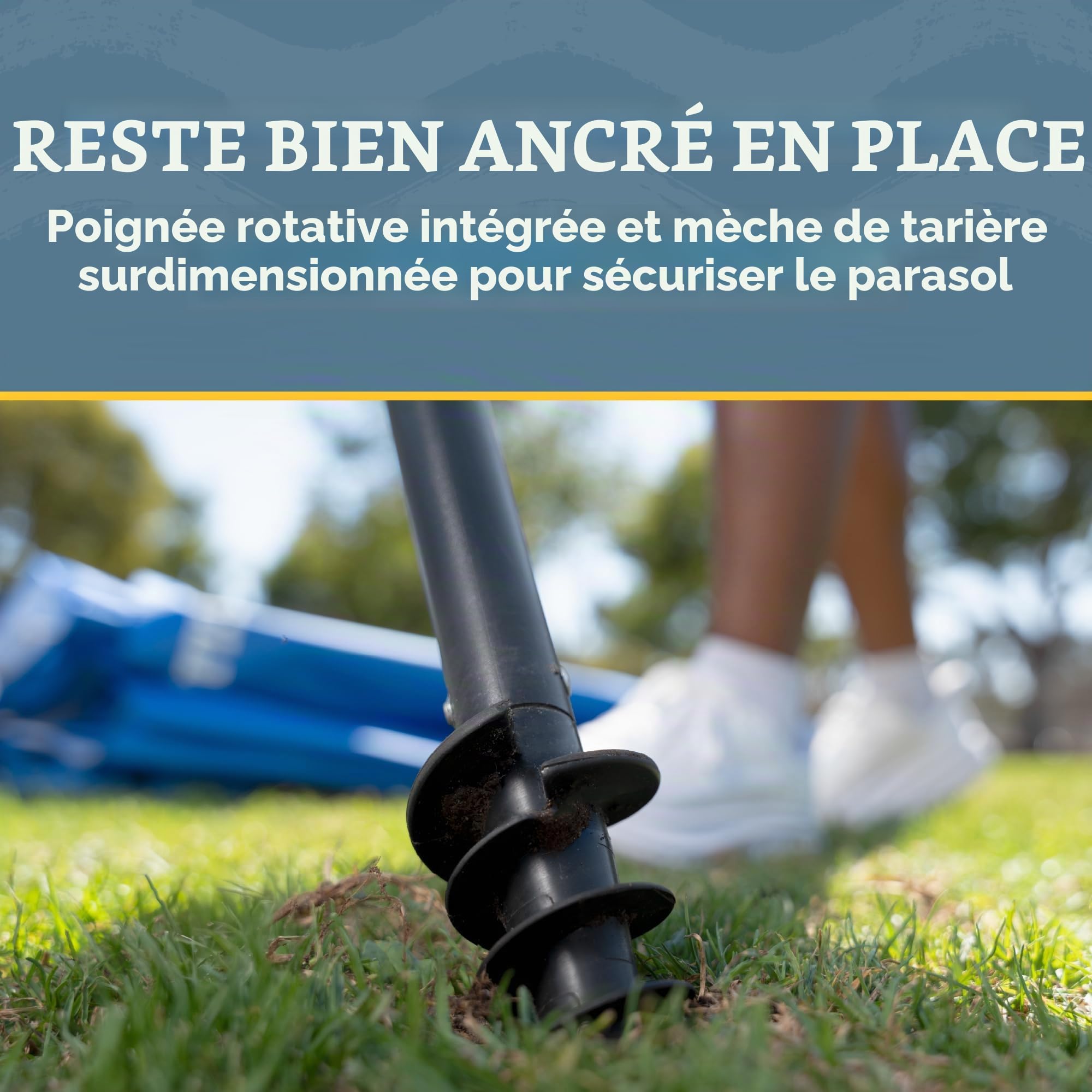Sport-Brella Parasol Première - Protection Solaire UPF 50+ Et Réflexion De Chaleur, Conçu pour Position Incliné Ou Droite, Idéal pour Plage, Événements Sportifs Et Camping, 2,4m, Bleu