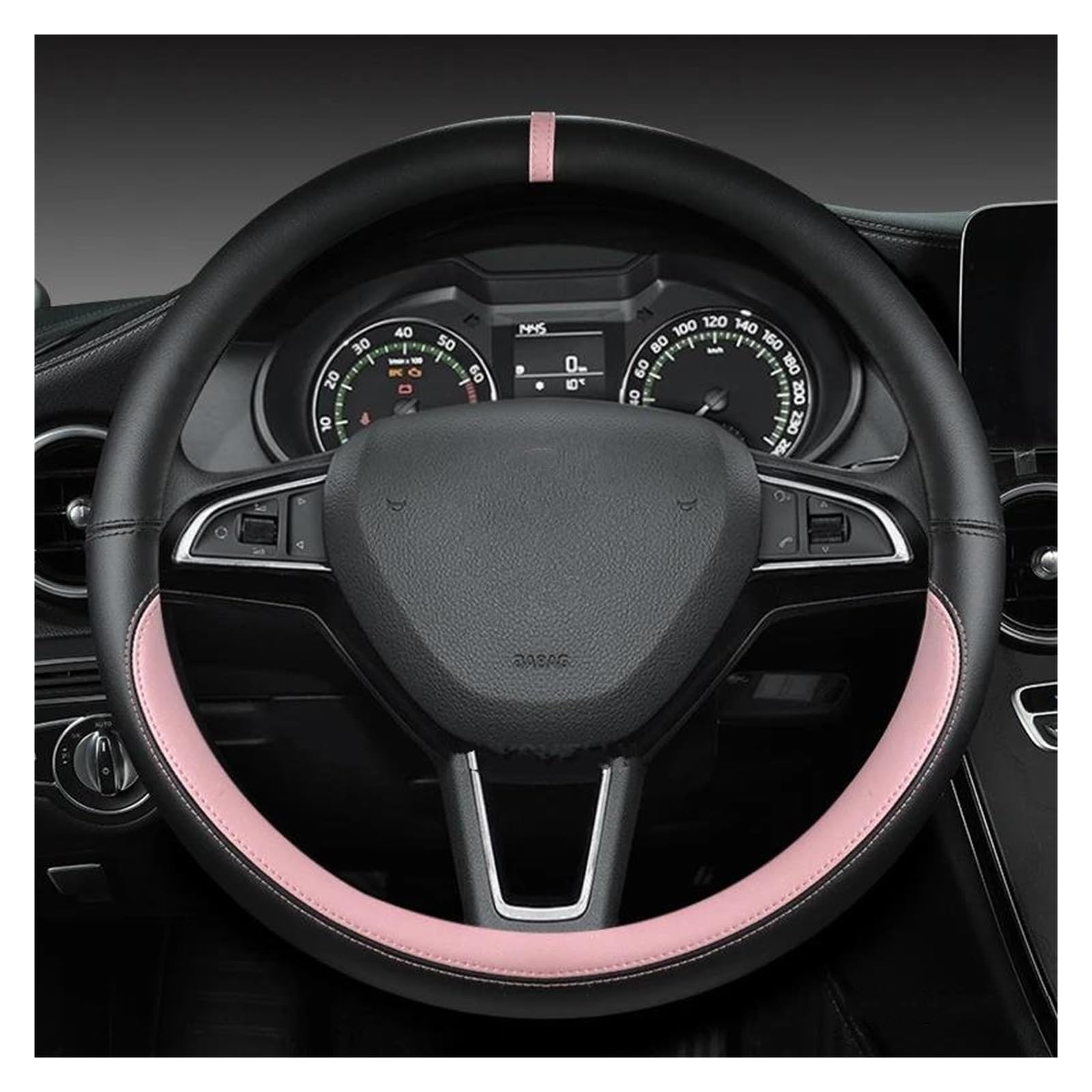 Lenkradbezug Für Skoda Fabia - Mikrofaser Leder Anti-Rutsch Schwarz