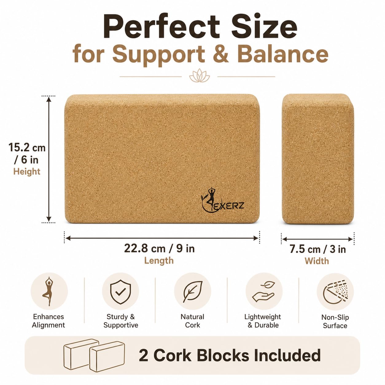 Exerz Blocchi Yoga 2 Pezzi, Pilates Blocco