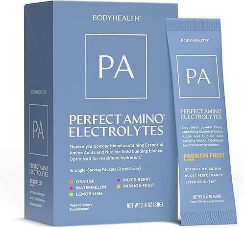 Vista 45 de BodyHealth PerfectAmino - Electrolitos en polvo sin azúcar, mezcla de electrolitos para ayunas Keto sin azúcar, polvo de hidratación