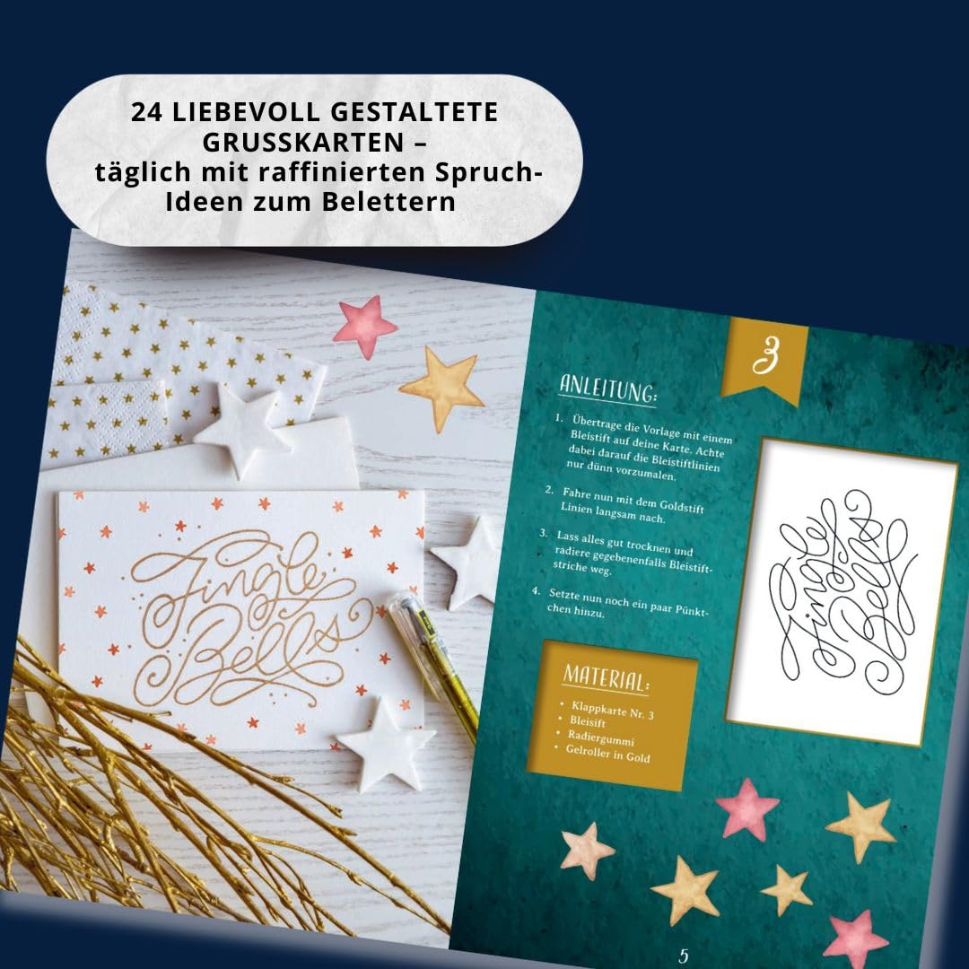 In der Weihnachtsletterei. Adventskalender: Handlettering Adventskalender. Mit 24 Grußkarten und täglichen Anleitungen
