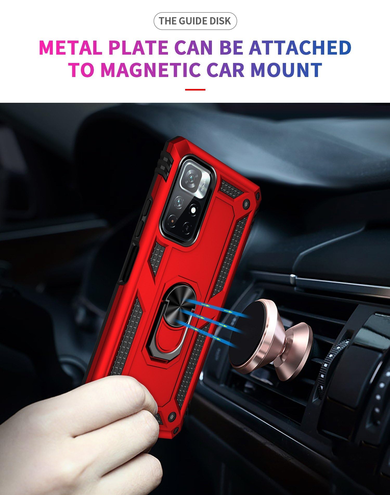 Cover per Xiaomi Redmi Note 11/Redmi Note 11s con Anello Custodia Supporto Magnetica Rigida Resistente Antiurto Doppio Strato Protettiva Calamita Case (Xiaomi Redmi Note 11/Note 11s, Blu Navy