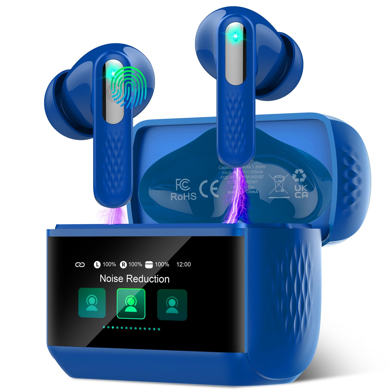Auricolari Bluetooth 5.4 ZYHKON Con Touchscreen, 48h Autonomia, Suono Hi-Fi E 5 EQ – Per Dormire E Uso Quotidiano