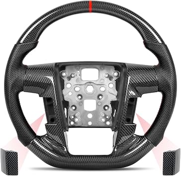 Includes Button Bezels and Plugs for Universal Fit, Real Carbon Fiber Steering Wheel With Trims for Ford F150 & Raptor 2009-2014, Flat Bottom, for SVT Raptor/Lariat/King Ranch/Platinum/Limited