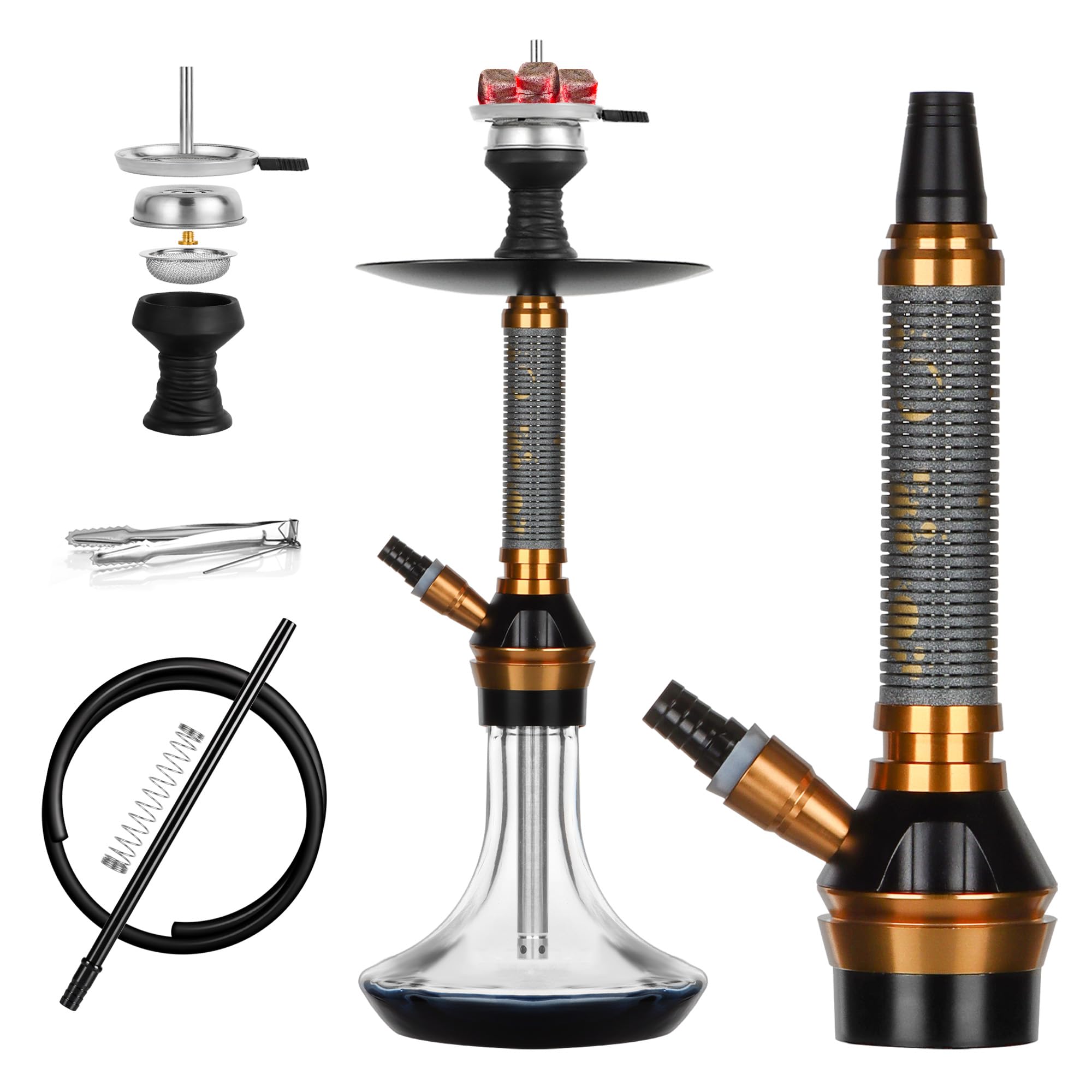 Hookah Set with Silicone Hose Bowl Glass Hookah Kit with Shisha Accessories Blake