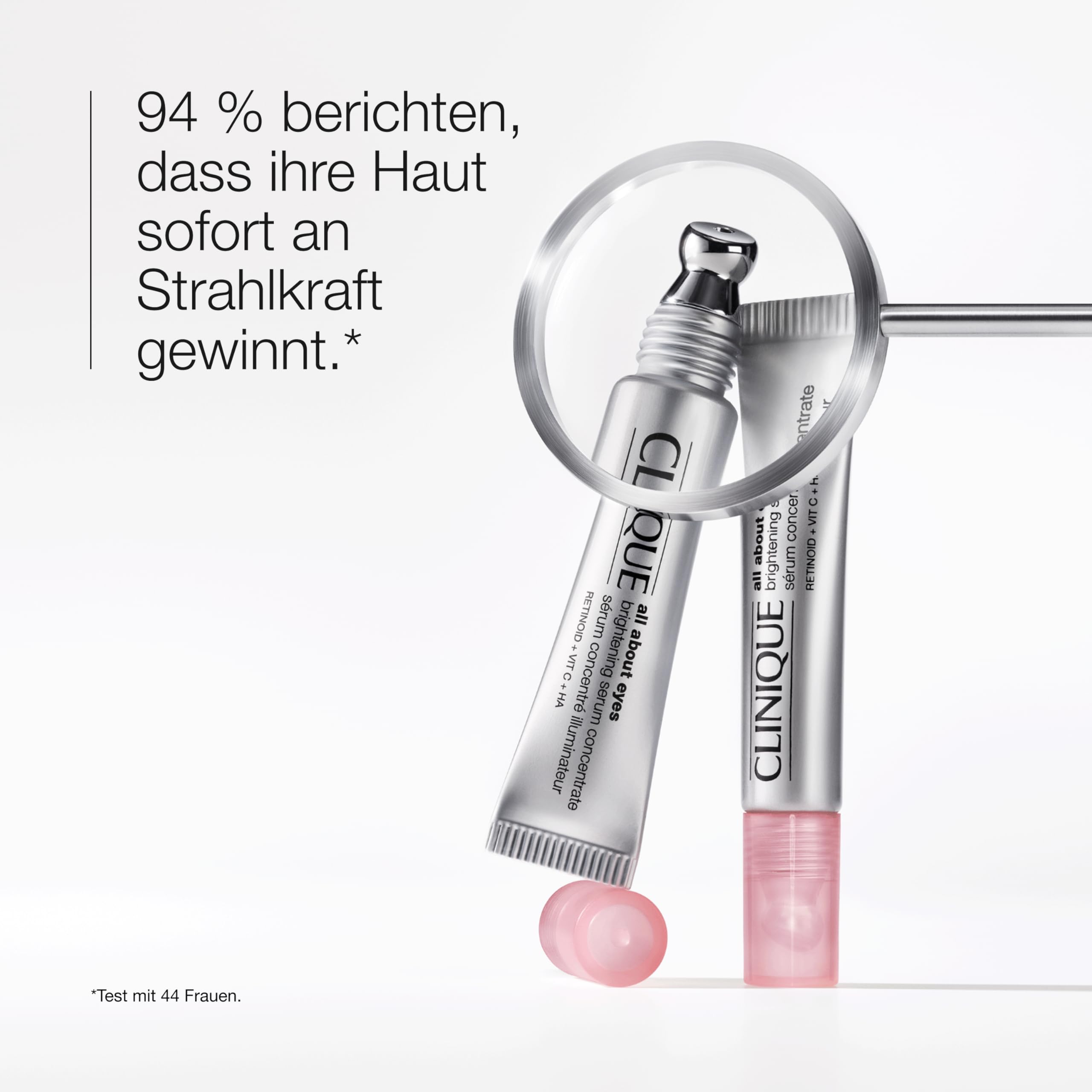 Clinique All About Eyes™ Brightening Serum Concentrate | Mit Vitamin C, Hyaluronsäure + Retinoid | Feuchtigkeitsspendend, reduziert dunkle Augenringe, 10 ml