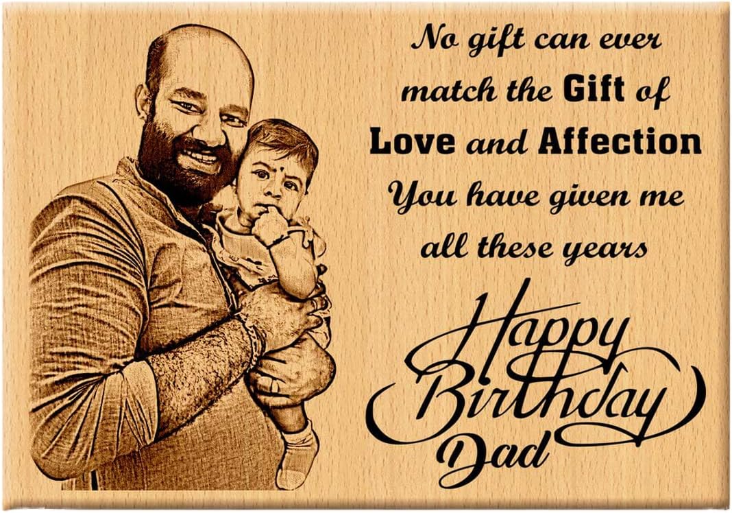 Customized Wooden Picture Frame Best Birthday Gift For Dad From Daughter (7x5 Inches, Wood), Tabletop Rectangular