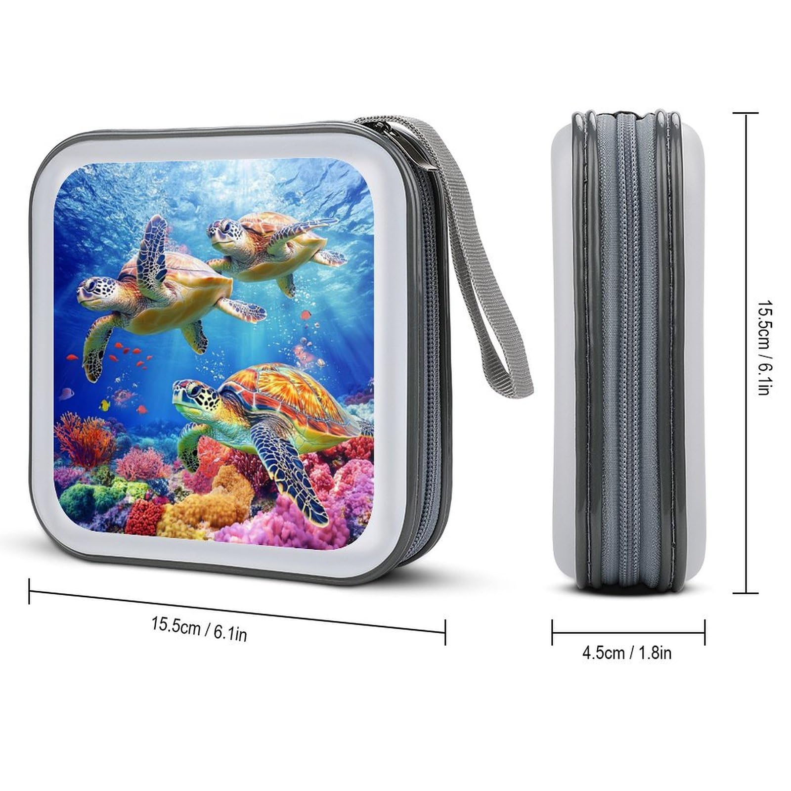 Colorful Sea Turtle CD Case Plastic DVD Case Holder Wallet Disc Storage Organizer for Car Travel