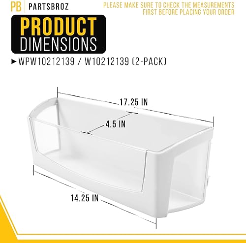 Miniatura 2 de WPW10212139 W10212139 - Estante para puerta - Compatible con KitchenAid Maytag Whirlpool - Reemplaza AP6017170 1547748 PS11750465 - Ajuste exacto