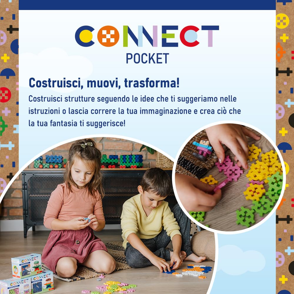Connect Trefl Bricks de Construction Ensemble Pocket Boy, Jay - 35 Pièces : 30 Bricks de Construction + Figurine 5 Bricks de Construction, Jouet Créatif pour Adultes et Enfants à partir de