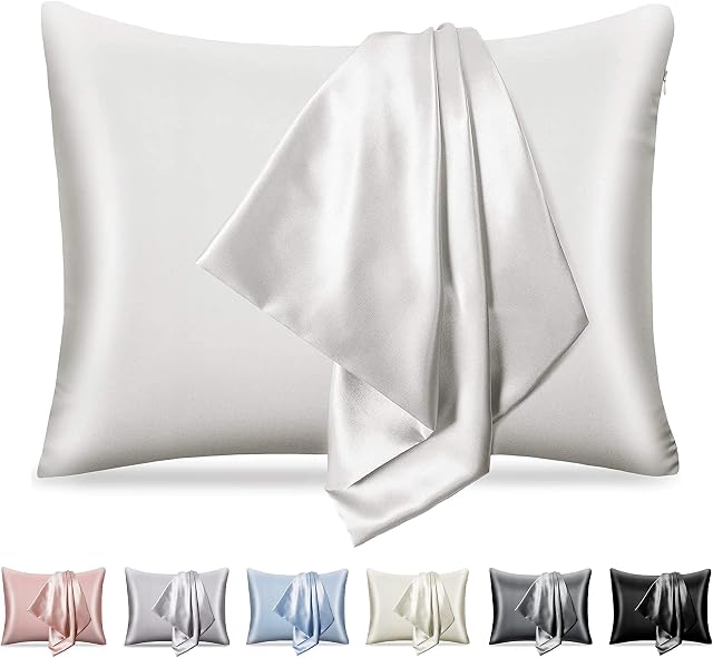 pendali Satin Pillowcase for Hair and Skin, Luxury Smooth Satin Pillow Case with Hidden Zipper, Wrinkle, Fade Resistant, 1 Pack Soft and Breathable Standard Size Pillow Cover (White, 19" x 26")