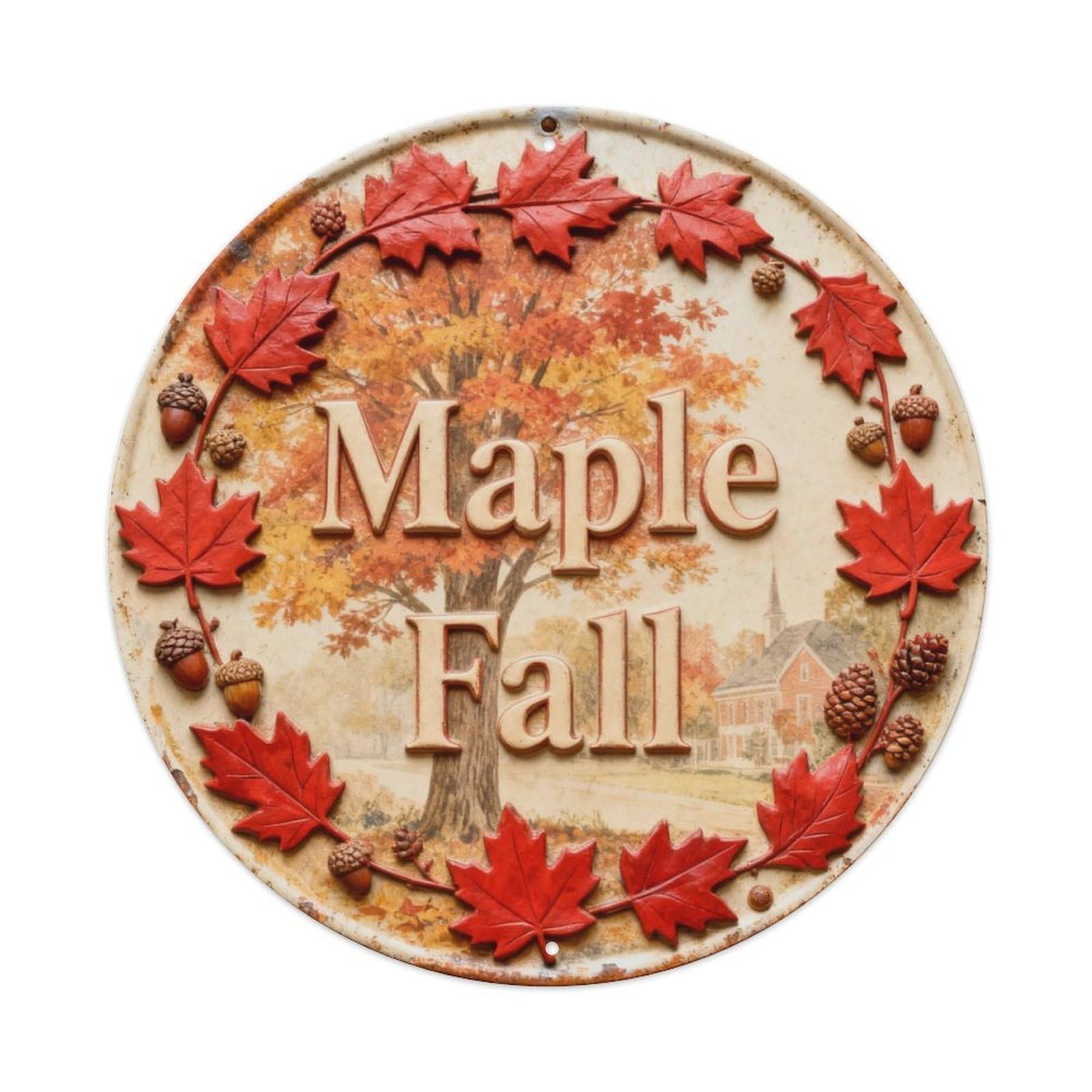 Maple Fall Metal Tin Sign Plaque