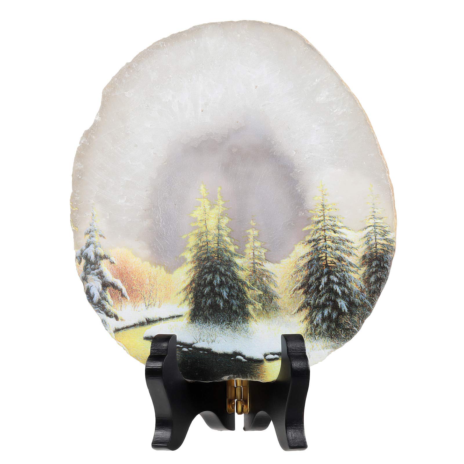 Tranche d'agate naturelle statue de géode d'agate irrégulière avec support