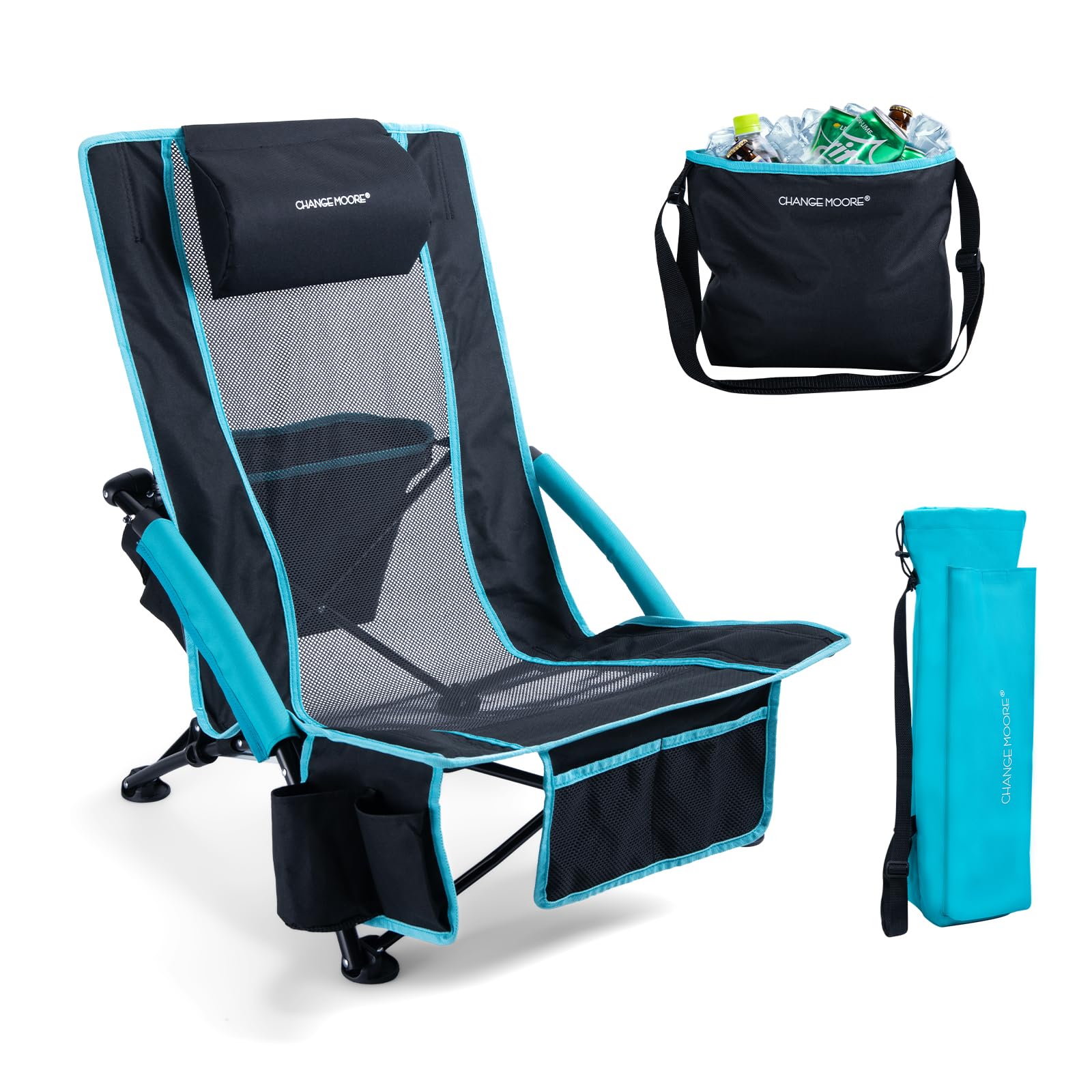 CHANGE MOORE アウトドアチェア キャンプチェア ローチェア 超通気性 600Dオックスフォード生地 136KG耐荷重 折りたたみ 涼感座り心地 コンパクト ヘッドレスト付き 保冷ストレージバッグ付き … Amazon.co.jp: CHANGE MOORE アウトドアチェア キャンプチェア