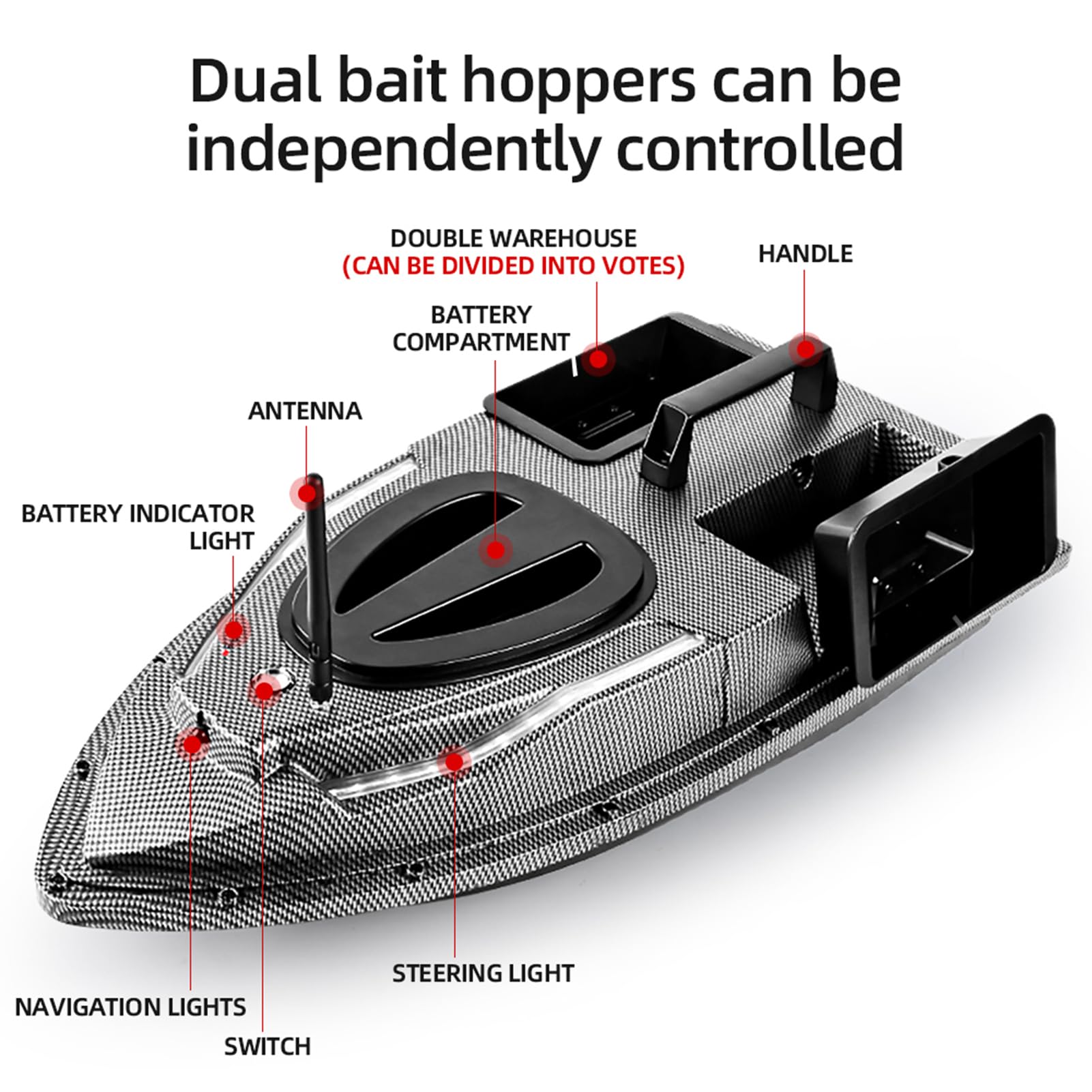 GPS Vissersboot Met Bait Containers - Automatische Afstandsbediening Bait Boat Bereik 400 500m