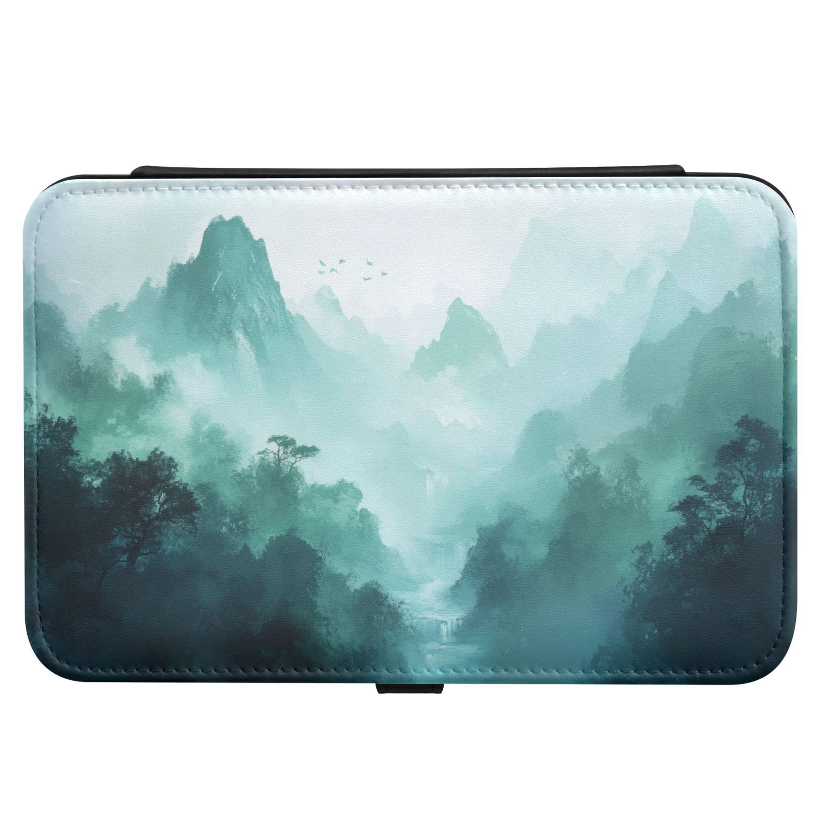 Haskirky Smoky Green Mountains Jewelry Box Portable PU Leather Travel Jewelry Organize for Women Jewelry Storage Display Holder for Ring, Necklace, Earring