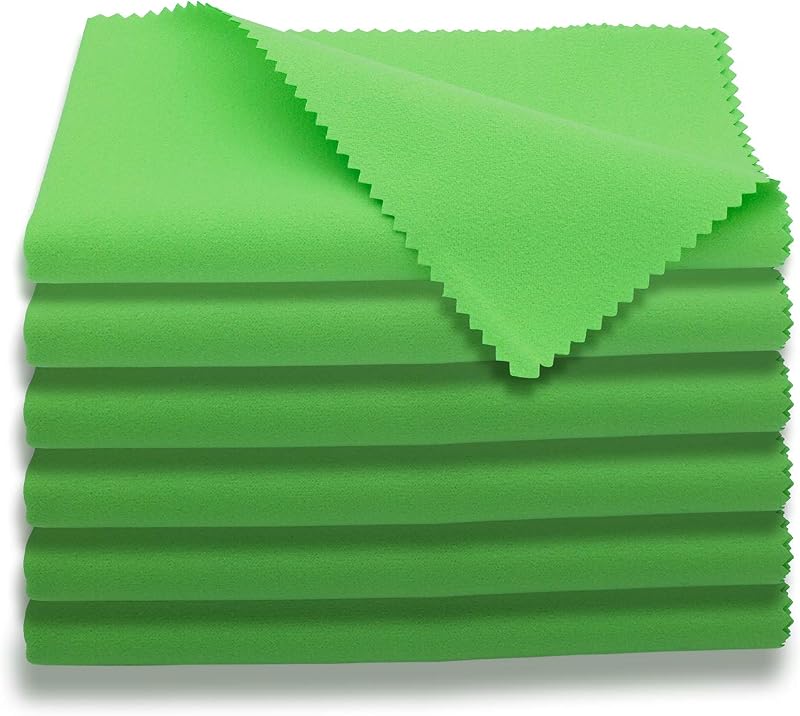 AAwipes Paños para guitarra de microfibra verde, 6 paños de pulido de felpa de 12.0 x 12.0 in | Para instrumentos musicales Paños de limpieza premium para guitarra violín piano clarinete trompeta saxo universal (U2932)