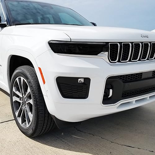 Miniatura 3 de SlickMod Tinte de humo de vinilo precortado para faros delanteros Jeep Grand Cherokee 2022-2023 (20% humo oscuro, 2. corte de faros)