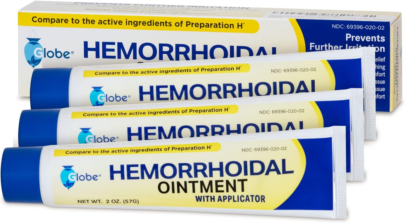 Hemorrhoidal Pain Relief Ointment 2 oz (56g) Per Tube Hemorrhoid Treatment for Fast Acting Itch, Swelling, and Maximum Strength Pain Relief (3 Pack) : Health & Household