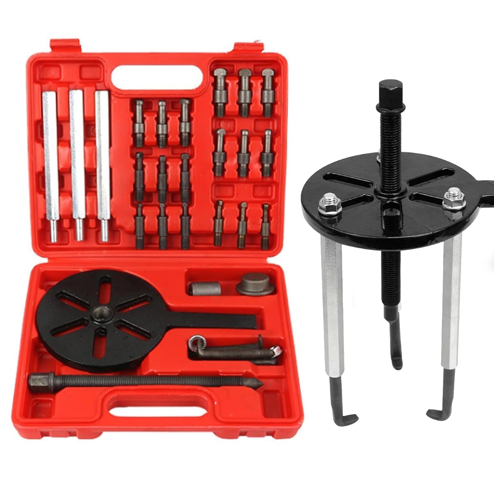Kit de extractor de rodamientos 21 en 1, herramienta de extracción de rodamientos multifuncional con 3 mandíbulas curvadas, extractor de agujeros interiores, juego de extractor de engranajes
